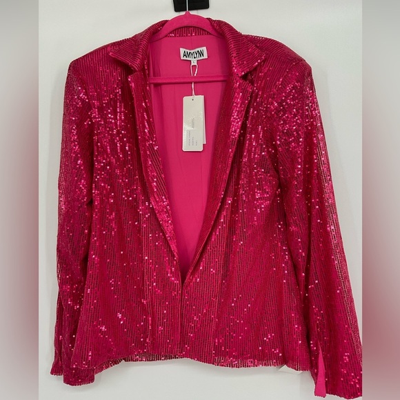 Amy Lynn Plunge Neck Sequin Blazer Size Large - Picture 10 of 14